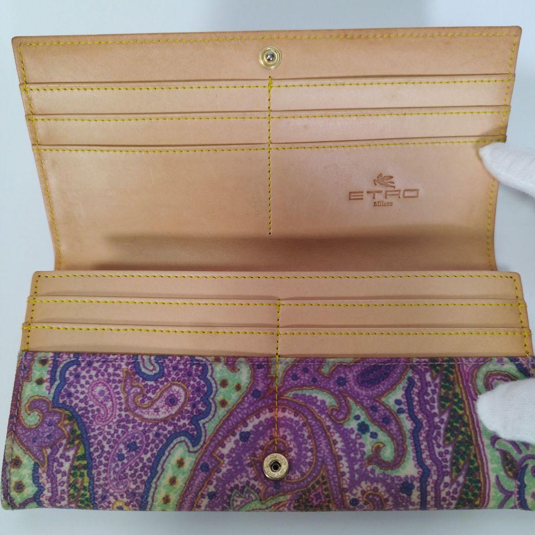 充実の品 PVC パープル ペイズリー 長財布 エトロ 美品 レザー 小物 ETRO ロゴ 小物