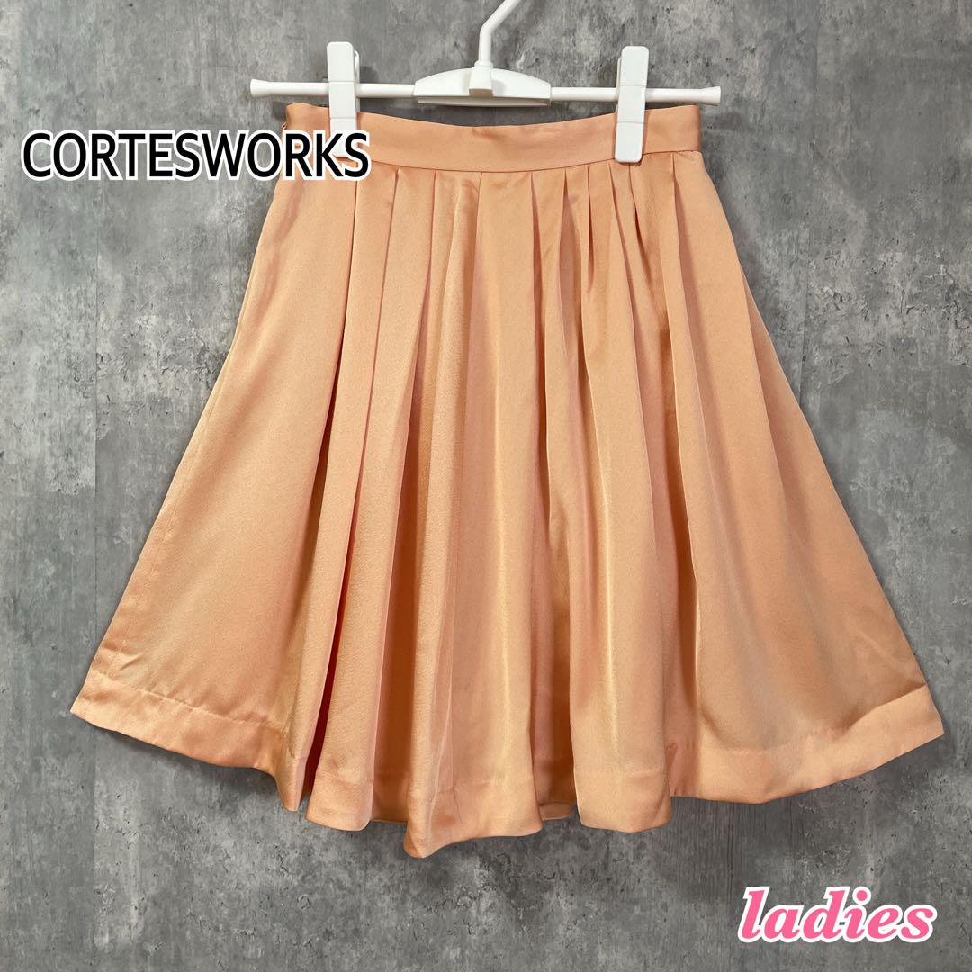 新品 CORTESWORKS オレンジ フレアスカート ひざ丈 36 日本製 5,080円