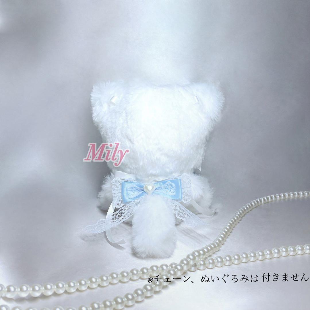 【A-8】全面裏地付き ぬい服 着ぐるみ おすわりねこちゃん 水色×白