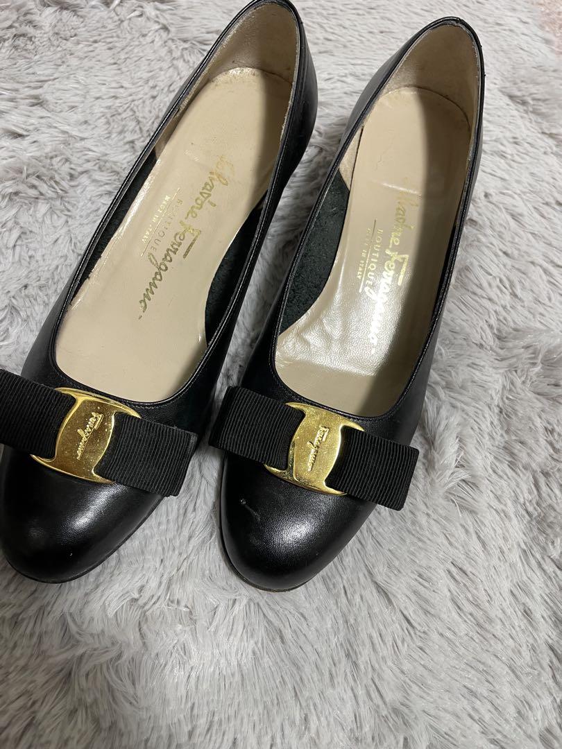 Salvatore Ferragamo ブラックフラットシューズ Salvatore Ferragamo ブラック フラットシューズ 6 1/2 - メルカリ