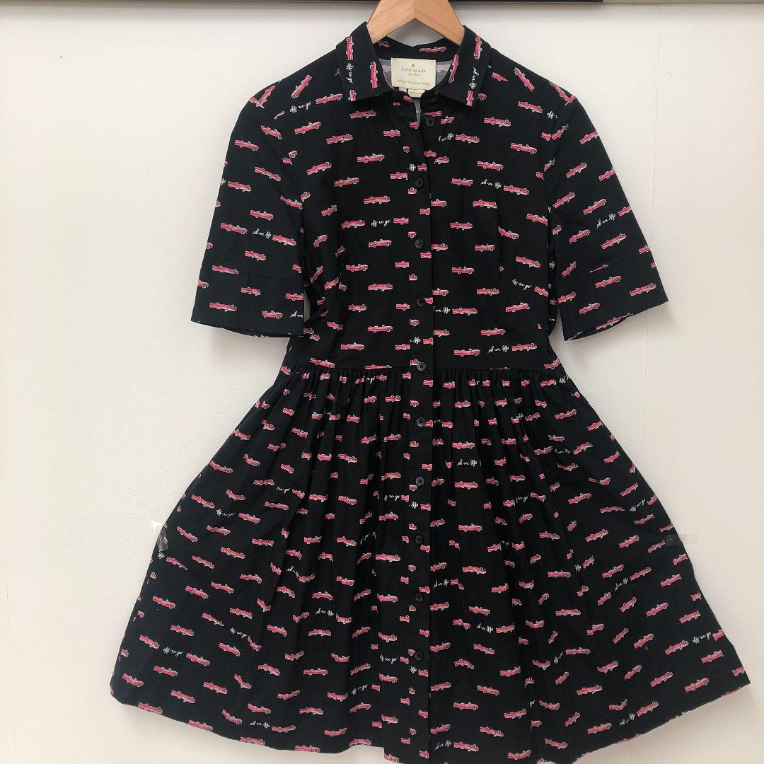 kate spade NEW YORK 車柄 総柄 シャツワンピース 2 - メルカリ