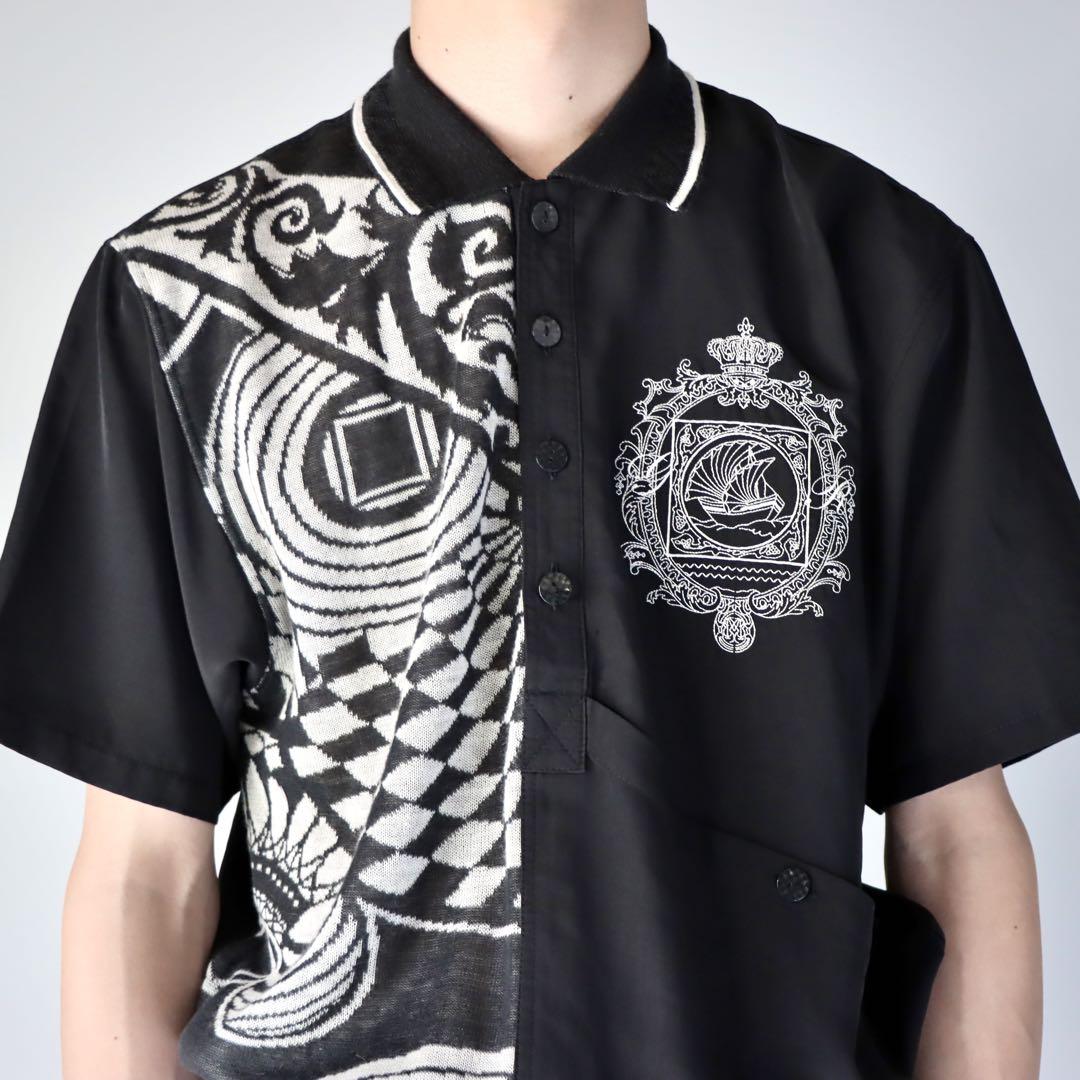 90s black embroidered mode noill shirt