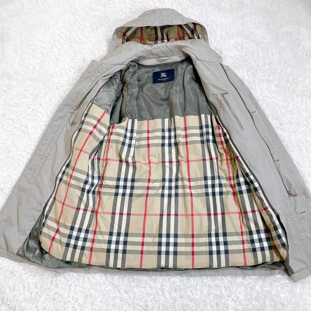 バーバリーロンドン ダウンライナー付きコート ノバチェック グレー XL バーバリーロンドン ダウンライナー付きコート ノバチェック グレー XL