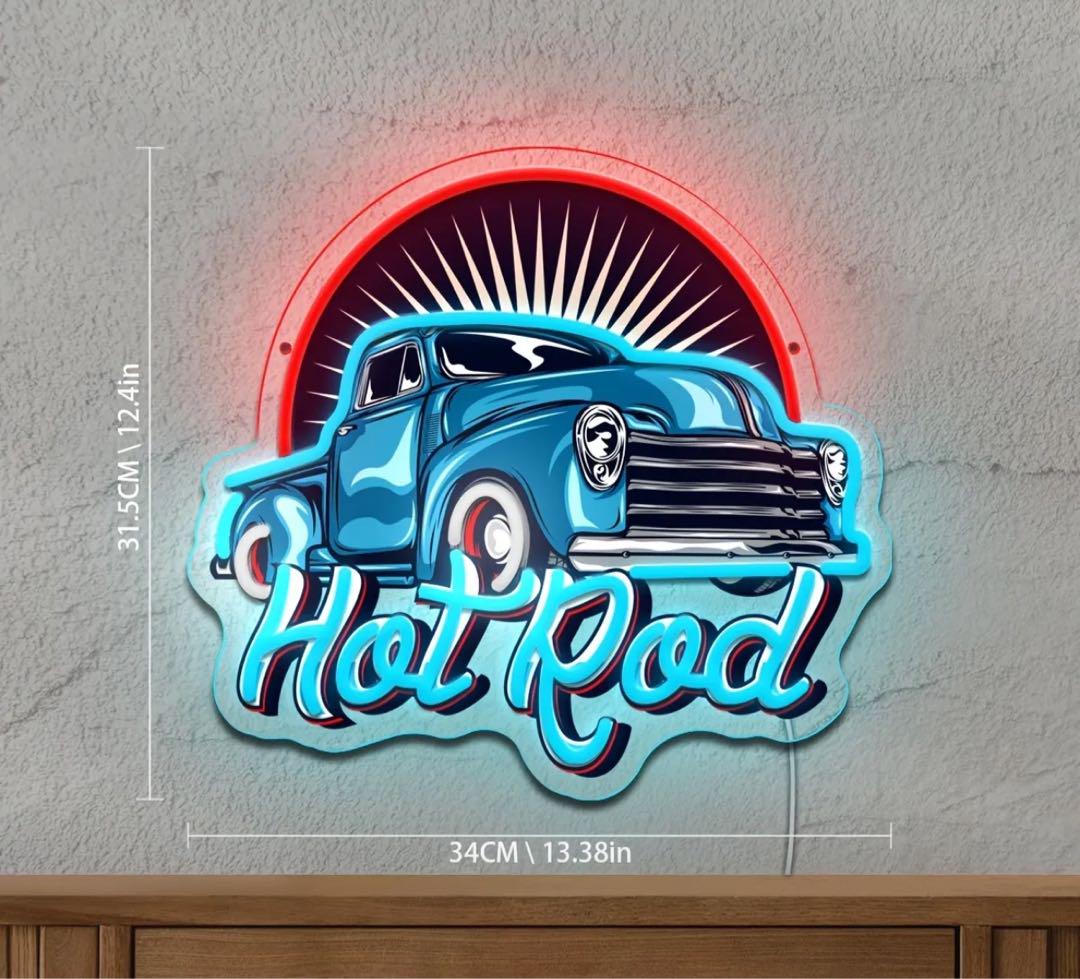 HOTROD ネオンサイン LED アメ車 ホットロッド ガレージ（ホット