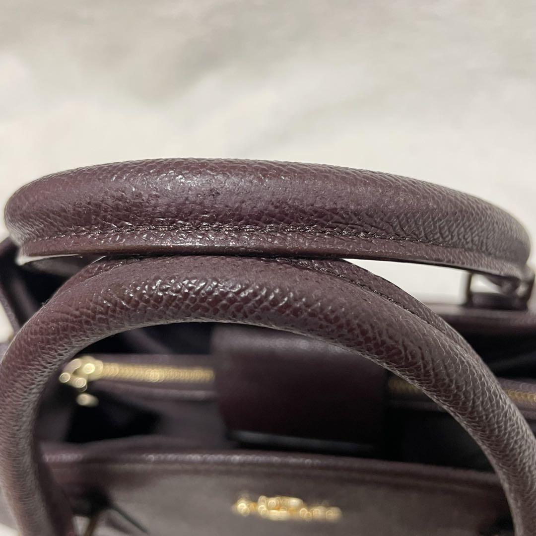 COACH ダークブラウン ハンドバッグ 花柄