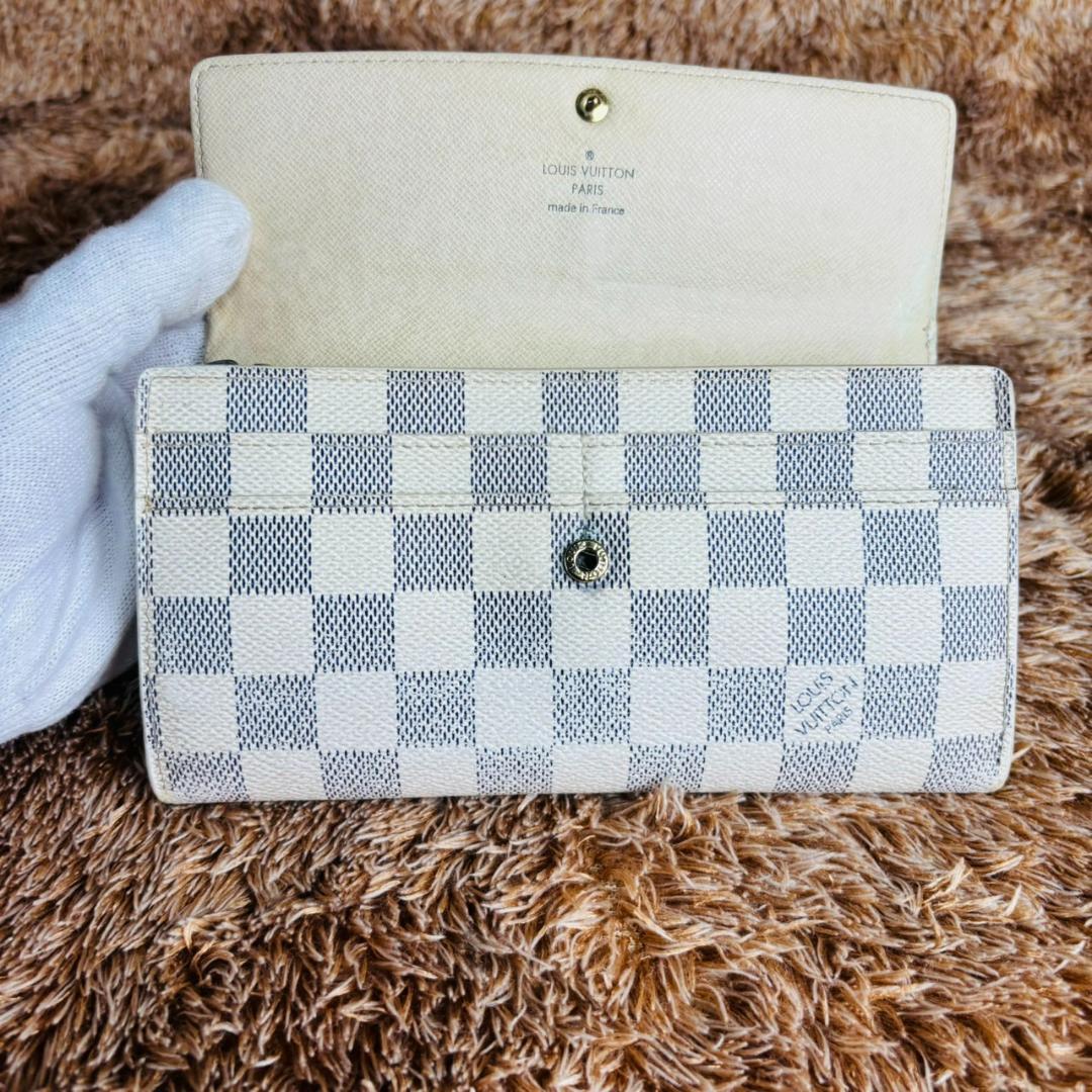 【美品】LOUIS VUITTON ダミエ　アズール 　ホワイト　長財布