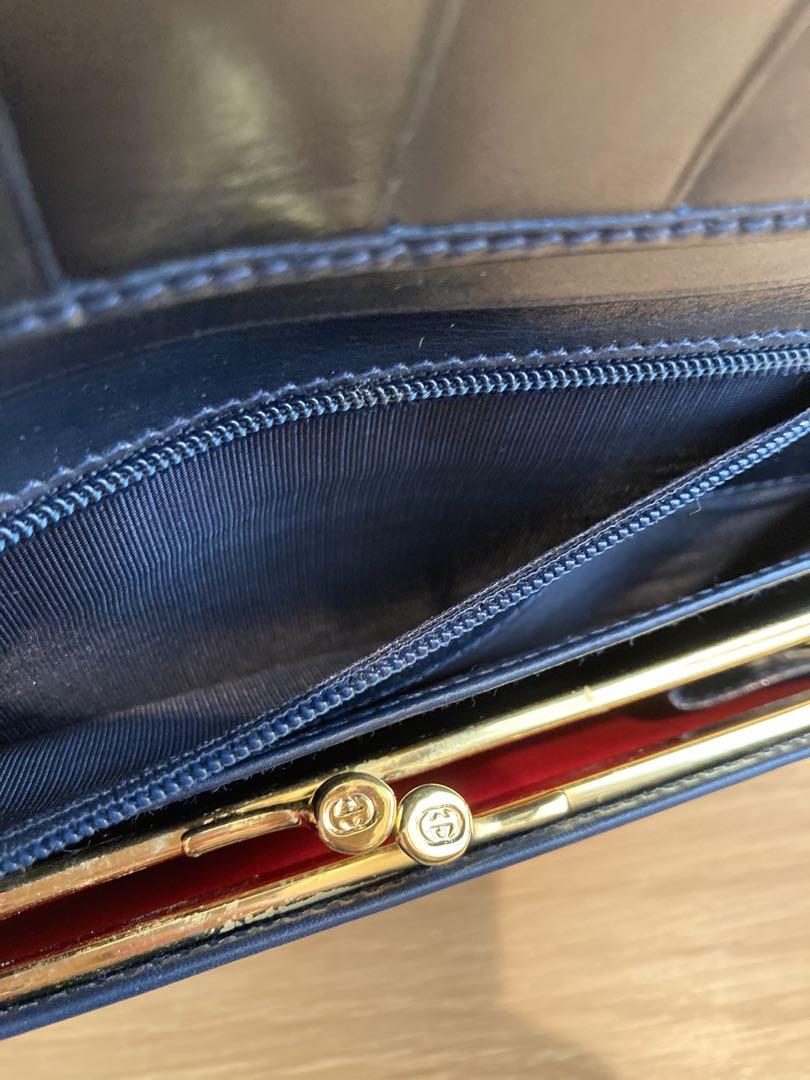 美品　GUCCI オールドグッチ　レザー 長財布　箱付き　ブラック　ゴールドビー