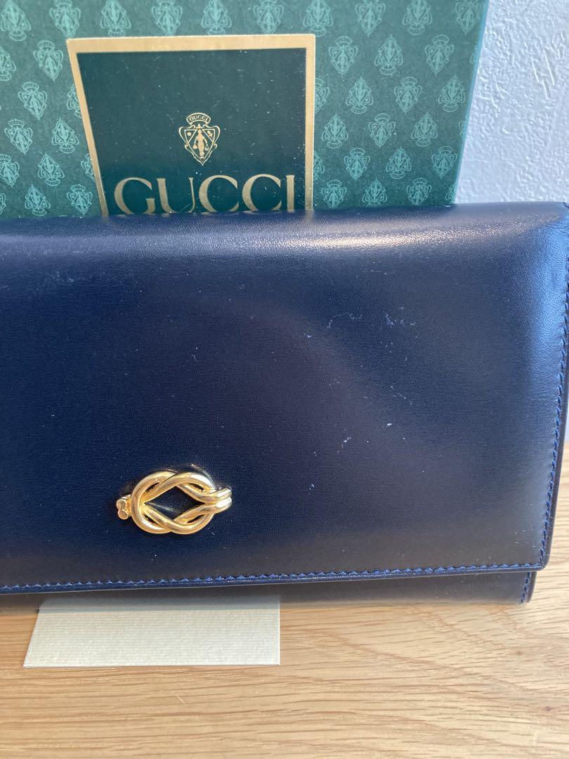 美品　GUCCI オールドグッチ　レザー 長財布　箱付き　ブラック　ゴールドビー