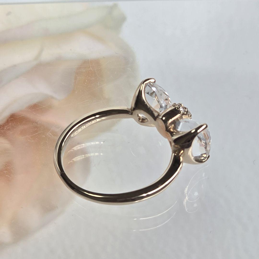 美品✨ポンテヴェキオ リボンモチーフリング K18 0．05ct　１２号