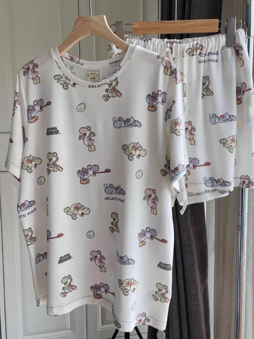 ジェラートピケ　マリオ　レディース　ヨッシー柄Tシャツ＆ショートパンツセット