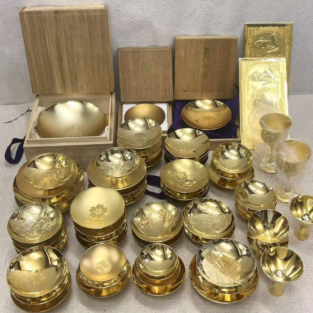 24KGP 金杯 金盃 金メッキ 干支 鳳凰 菊花紋等 60点 約5.3kg大量