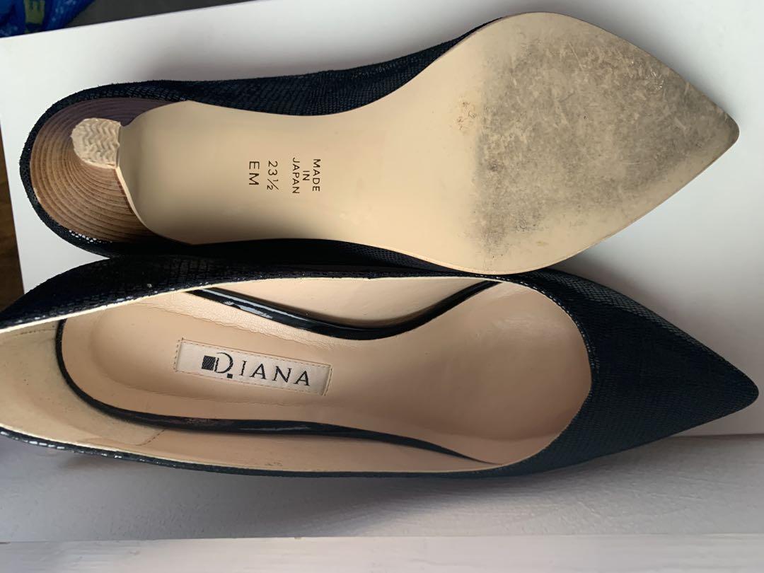 公式の店舗 黒革パンプス DIANA ヒール メルカリ - ダイアナ 23.5 靴