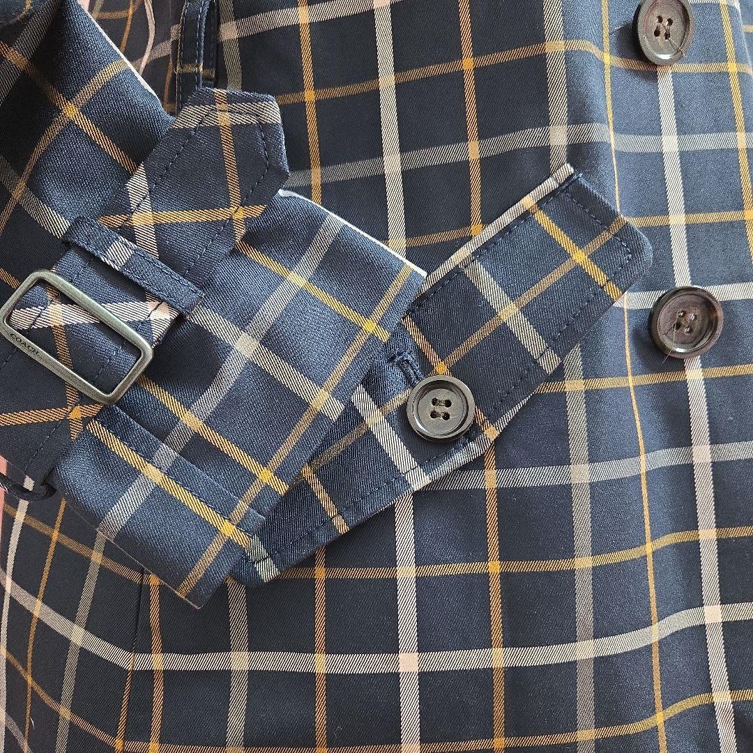 COACHチェック柄トレンチコート　XS/M　ミディアム丈　ベルト付　新品未使用