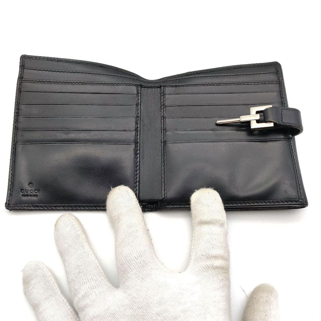 GUCCI◇グッチ ジャッキー 二つ折り長財布 GGキャンバス レザー 黒 箱付 グッチ GUCCI ジャッキー GG柄 GGキャンバス レザー 長財布