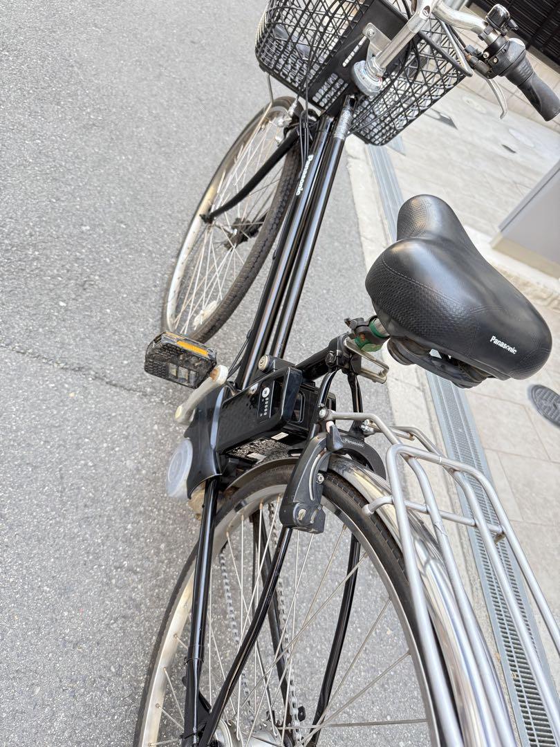 大阪府 パナソニック 電動アシスト自転車 黒 前カゴ付き