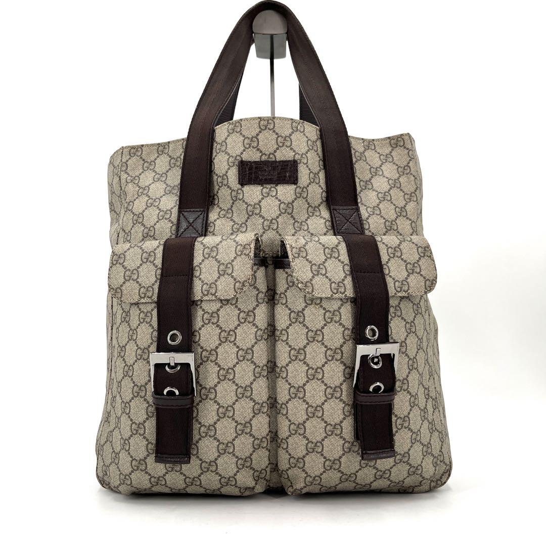 【極美品】グッチ ビジネス トートバッグ GGスプリーム レザー 肩掛け A4可