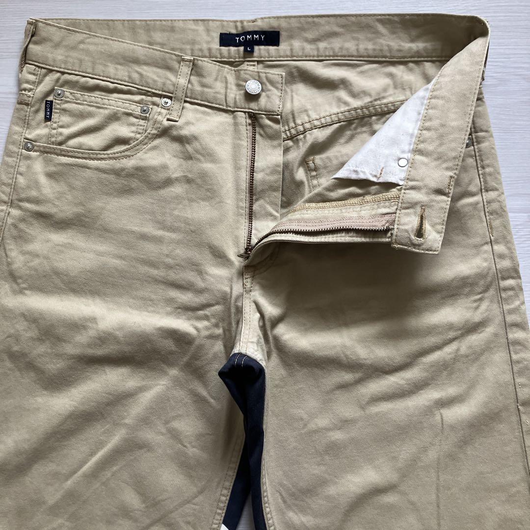 年末のプロモーション大特価！ 00s バギーデニムショート ビッグロゴペイント Lサイズ TOMMY パンツ