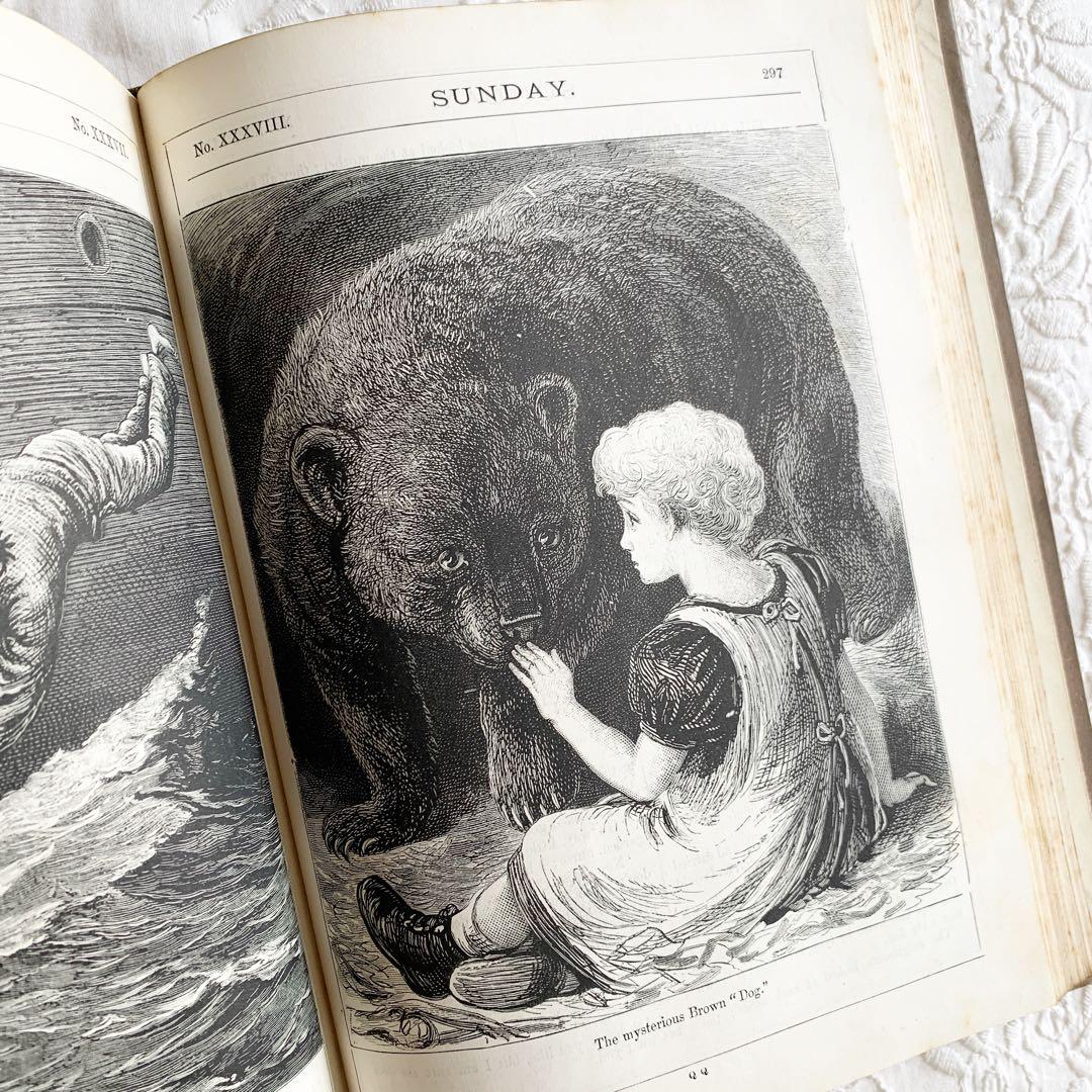 洋書❁沢山の素敵な挿絵のある古書　英国アンティーク　ディスプレイ　ビンテージ
