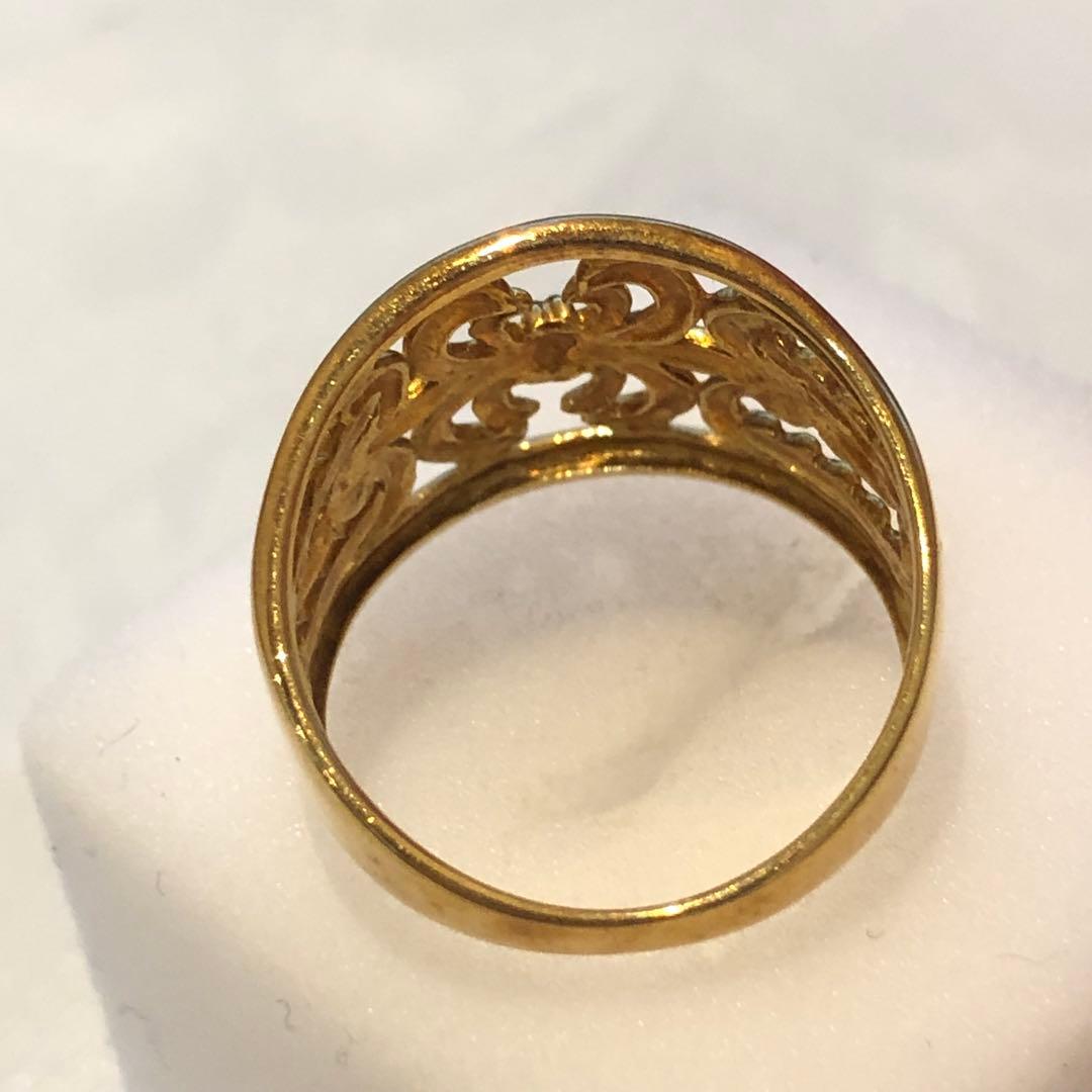 K18幅広ロイヤル透かしゴールドリング 11-12号 3047K2506