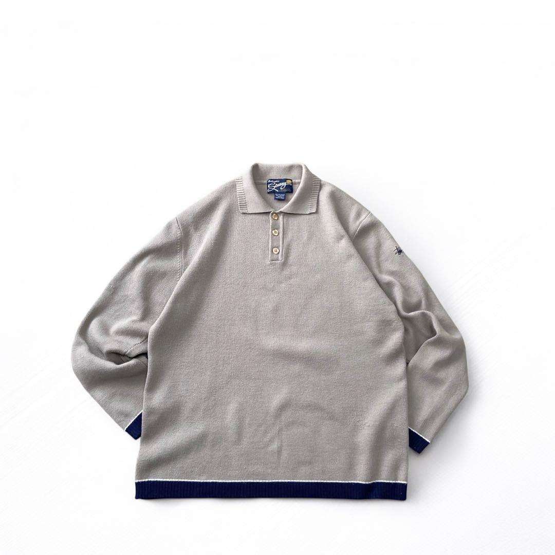 90s old stussy コットン ポロ ニット セーター