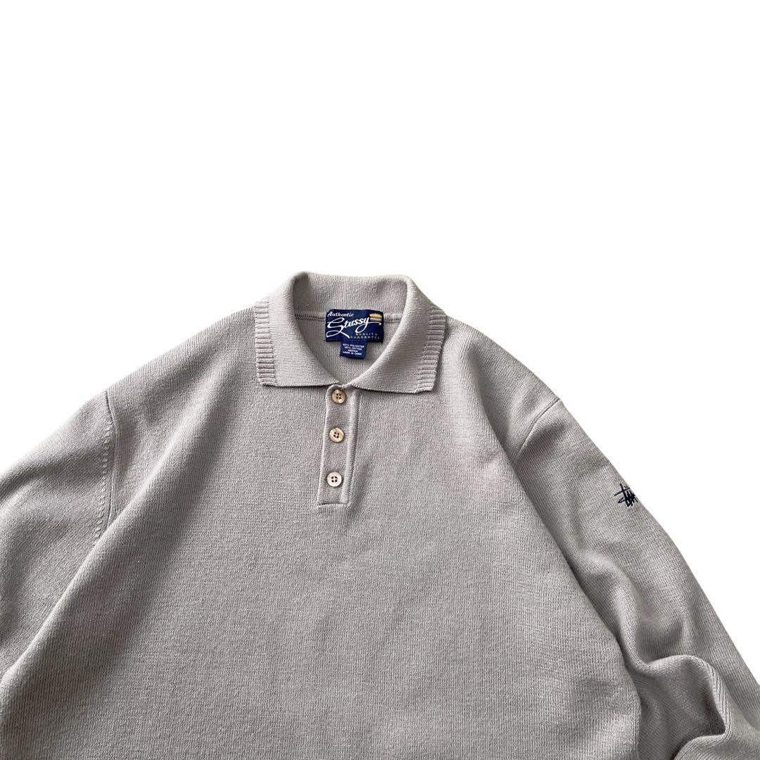 90s old stussy コットン ポロ ニット セーター