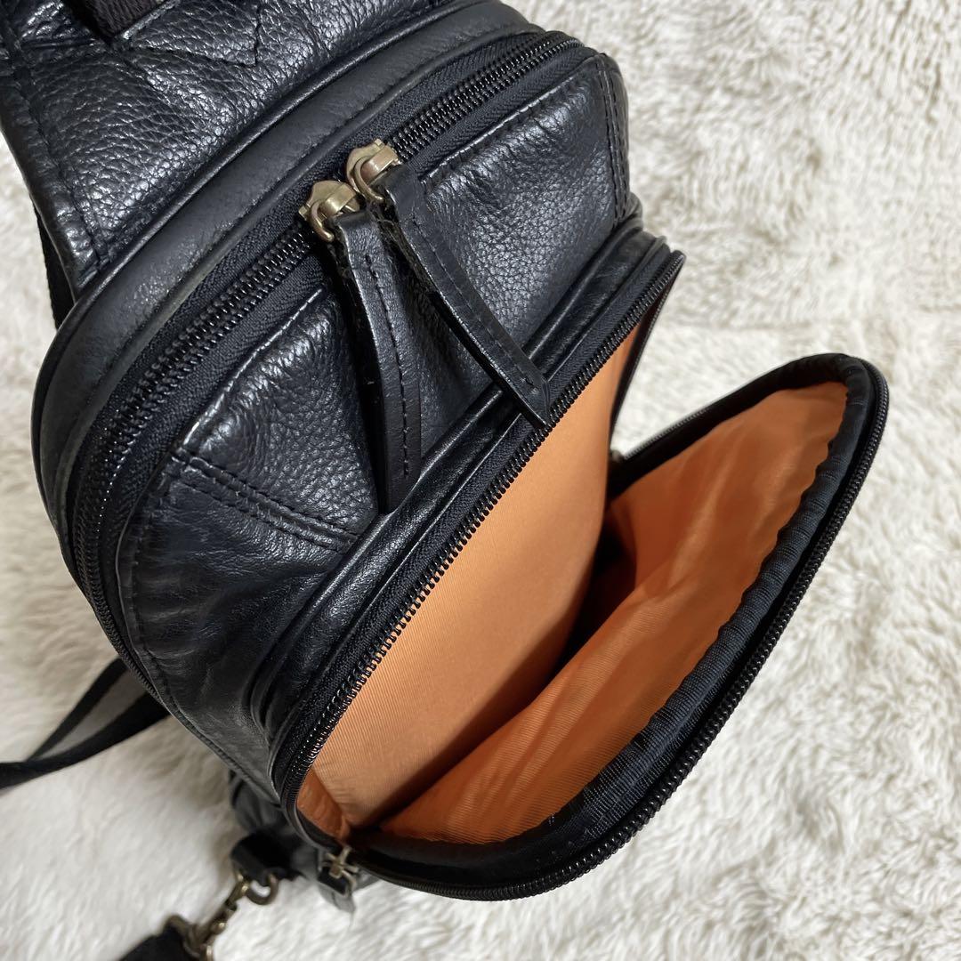 美品 CASTELBAJAC ビッグロゴ 本革 ボディバッグ ショルダーバッグ