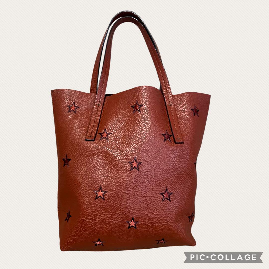 美品♥ヌール ドナテラルッキ NUR トートバッグ 星 刺繍 茶色