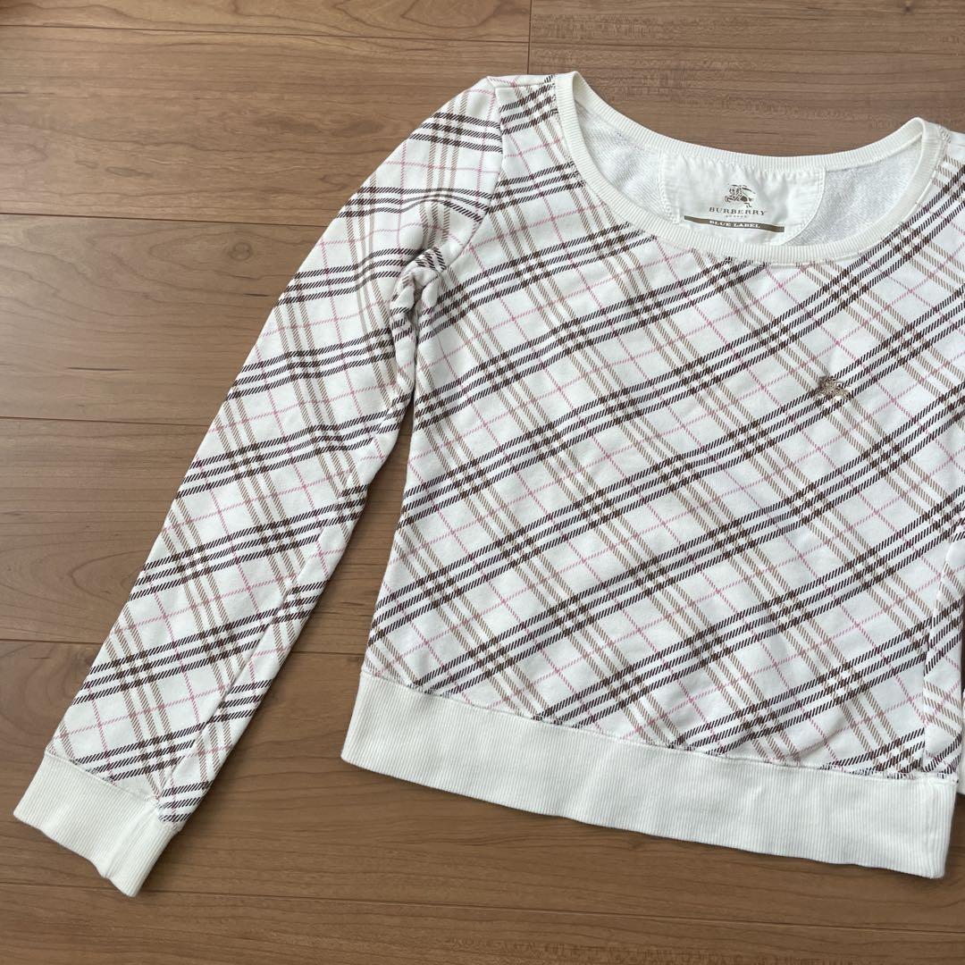 BURBERRY バーバリーブルーレーベル チェック柄 トレーナー 38 美品