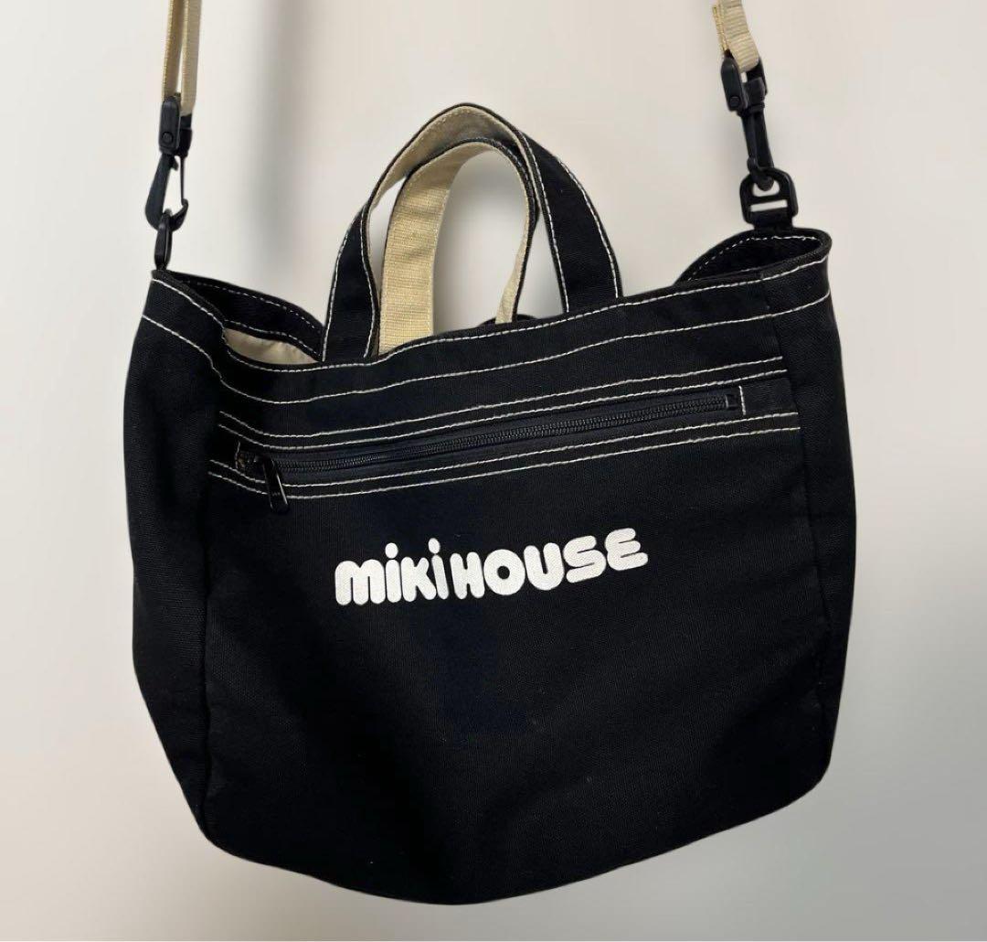 新品！MIKI HOUSE ミキハウス マザーズバッグ　ショルダー付2way ミキハウス マザーズバッグ ショルダーバッグ 2way 黒 美品