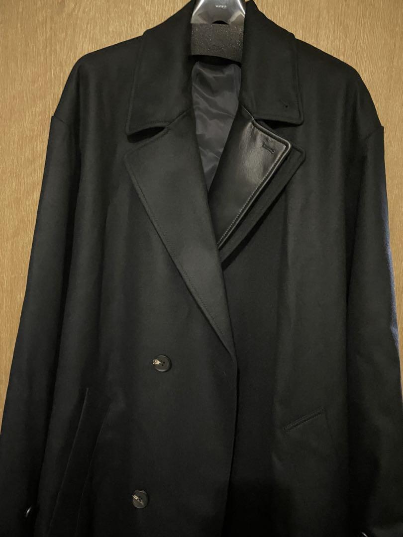 ジャケット・アウター LEATHER COMBINATION DOUBLE LAPELED COAT