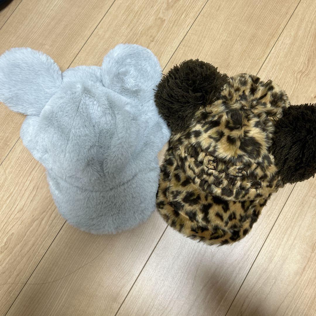 【廃盤】ミッキーキャップヒョウ柄・グレー