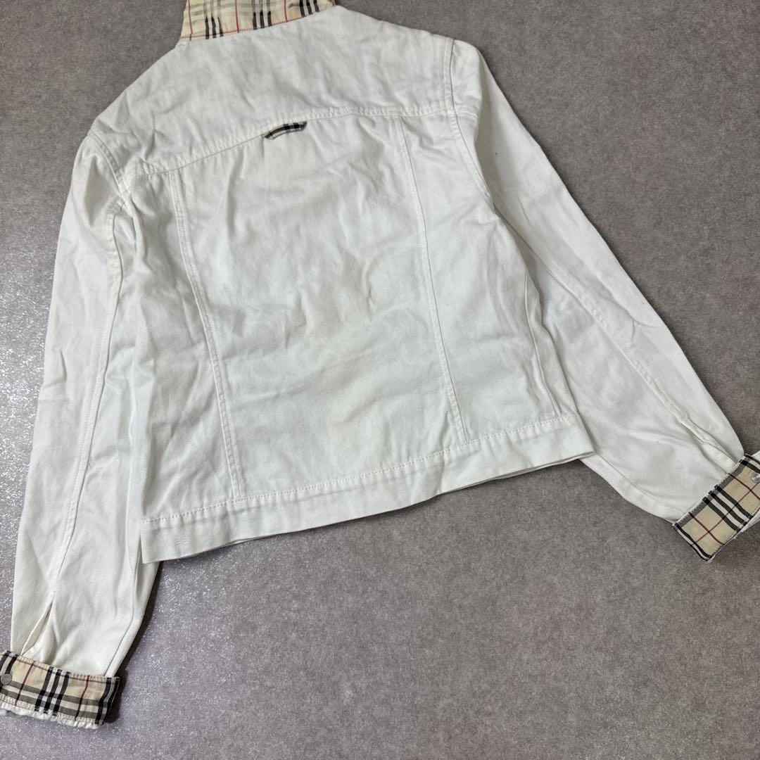 BURBERRY LONDON 裏地ノバチェック柄 ノーカラー デニムジャケット BURBERRY LONDON 裏地ノバチェック柄 ノーカラー デニムジャケット