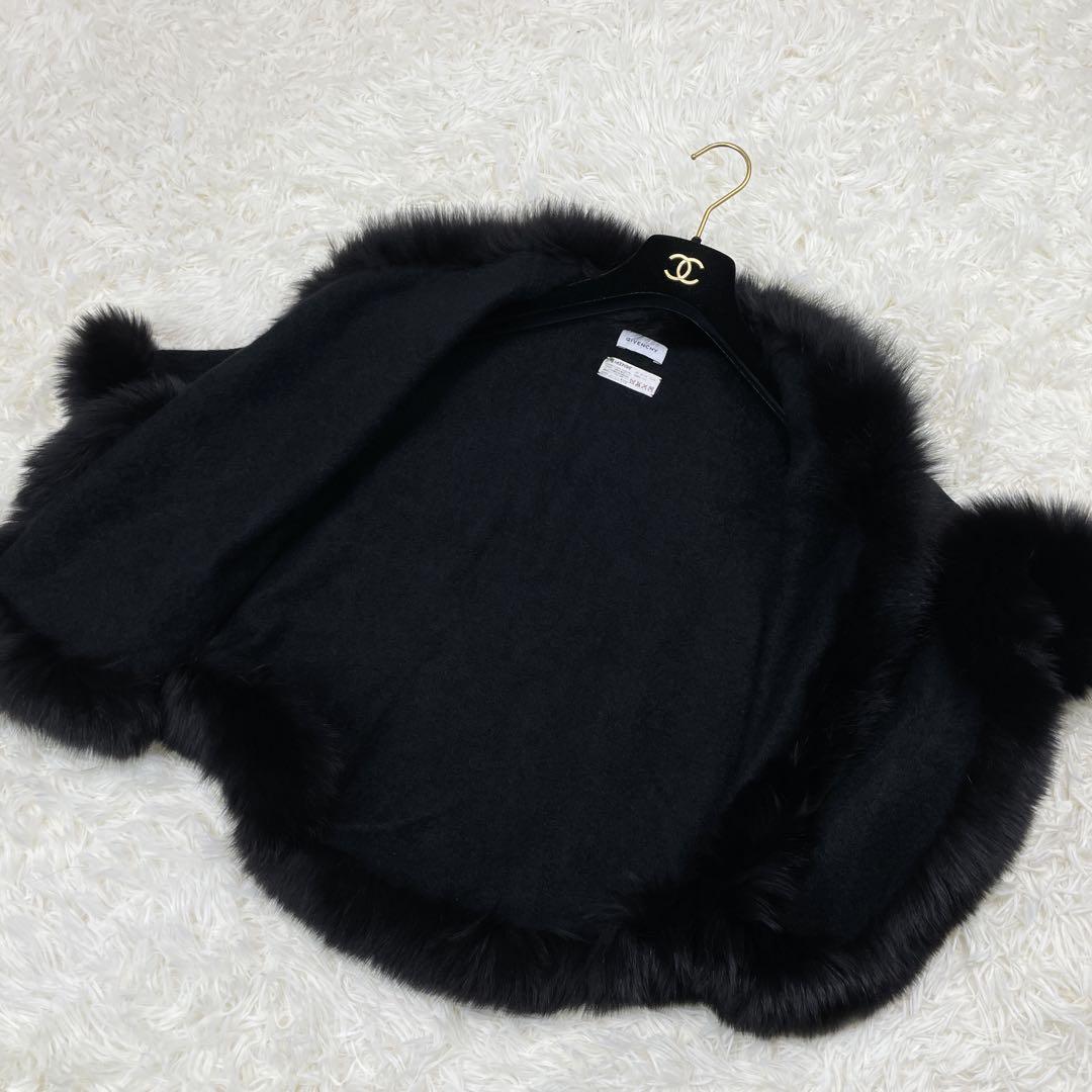 美品⭐️GIVENCHY カシミヤ100% フォックスファー ケープ ポンチョ 黒