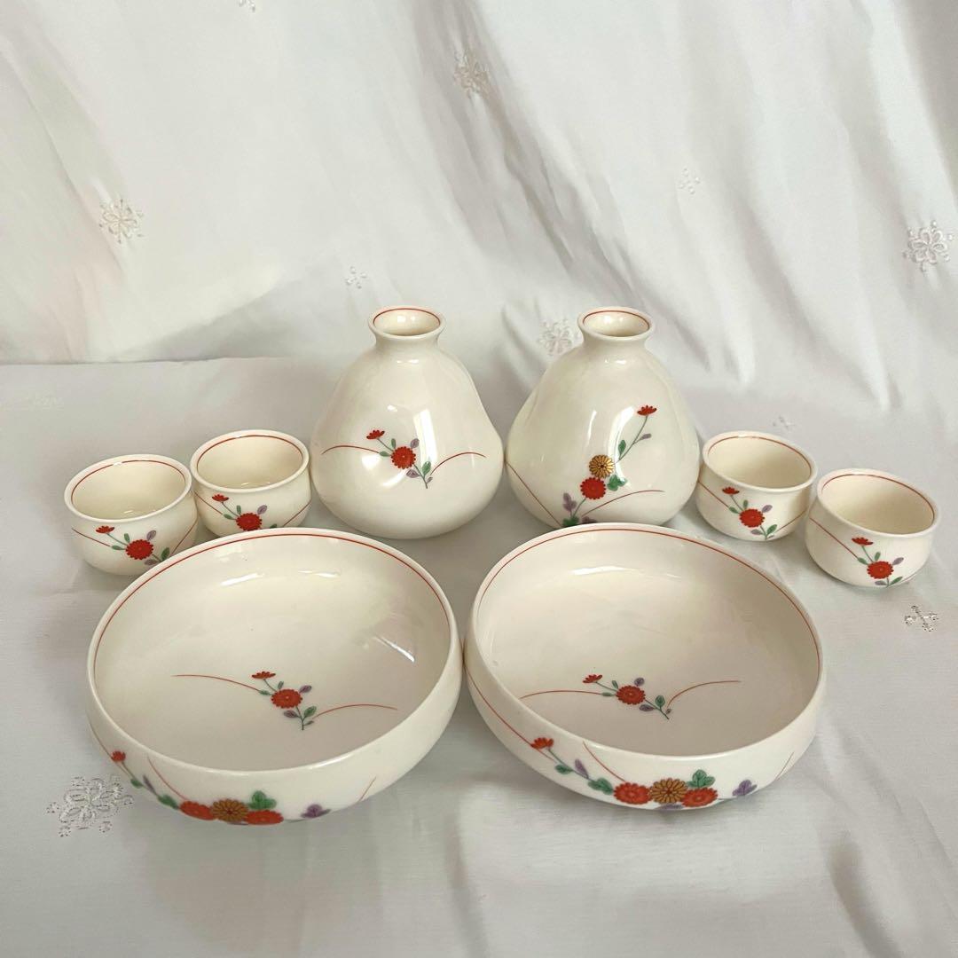 【美品！可愛らしい小菊柄】香蘭社酒器と小鉢のセット