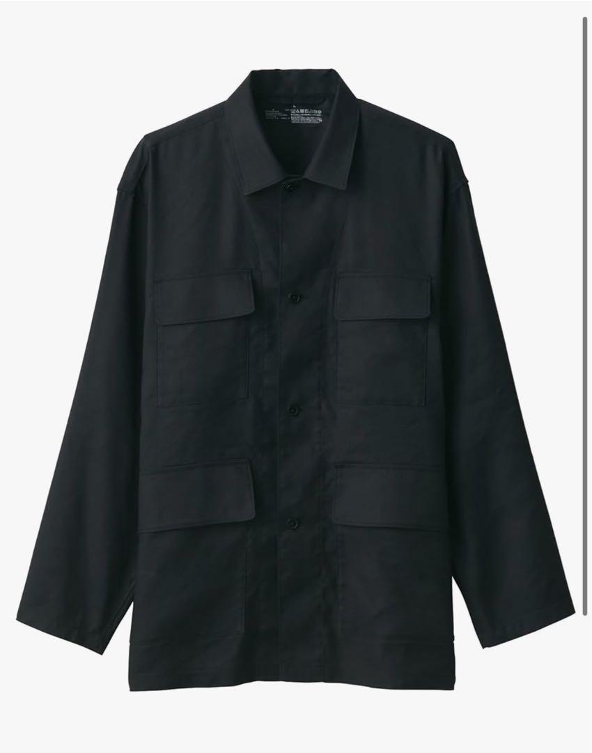 無印　ヘンプ混シャツジャケット　MUJI ブラック