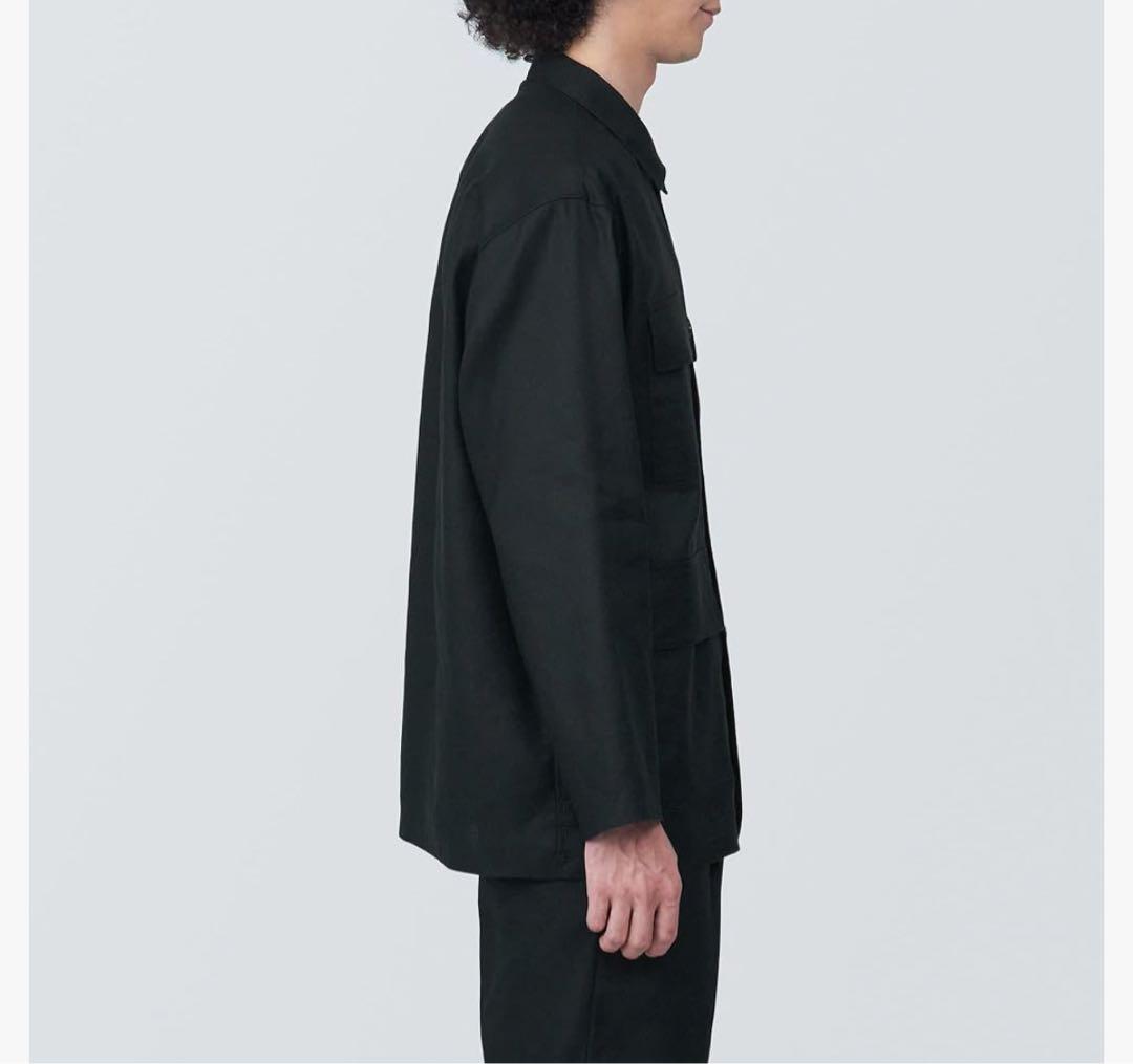 無印　ヘンプ混シャツジャケット　MUJI ブラック