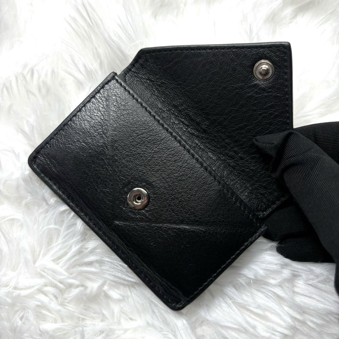 美品 バレンシアガ 三つ折り財布 ペーパー ミニ財布 ブラック