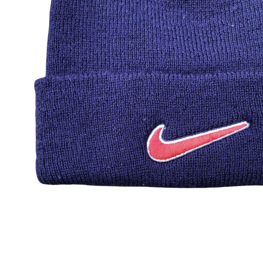 【90’s】NIKE ビーニー　ニット帽　刺繍ロゴ　vintage 銀タグ