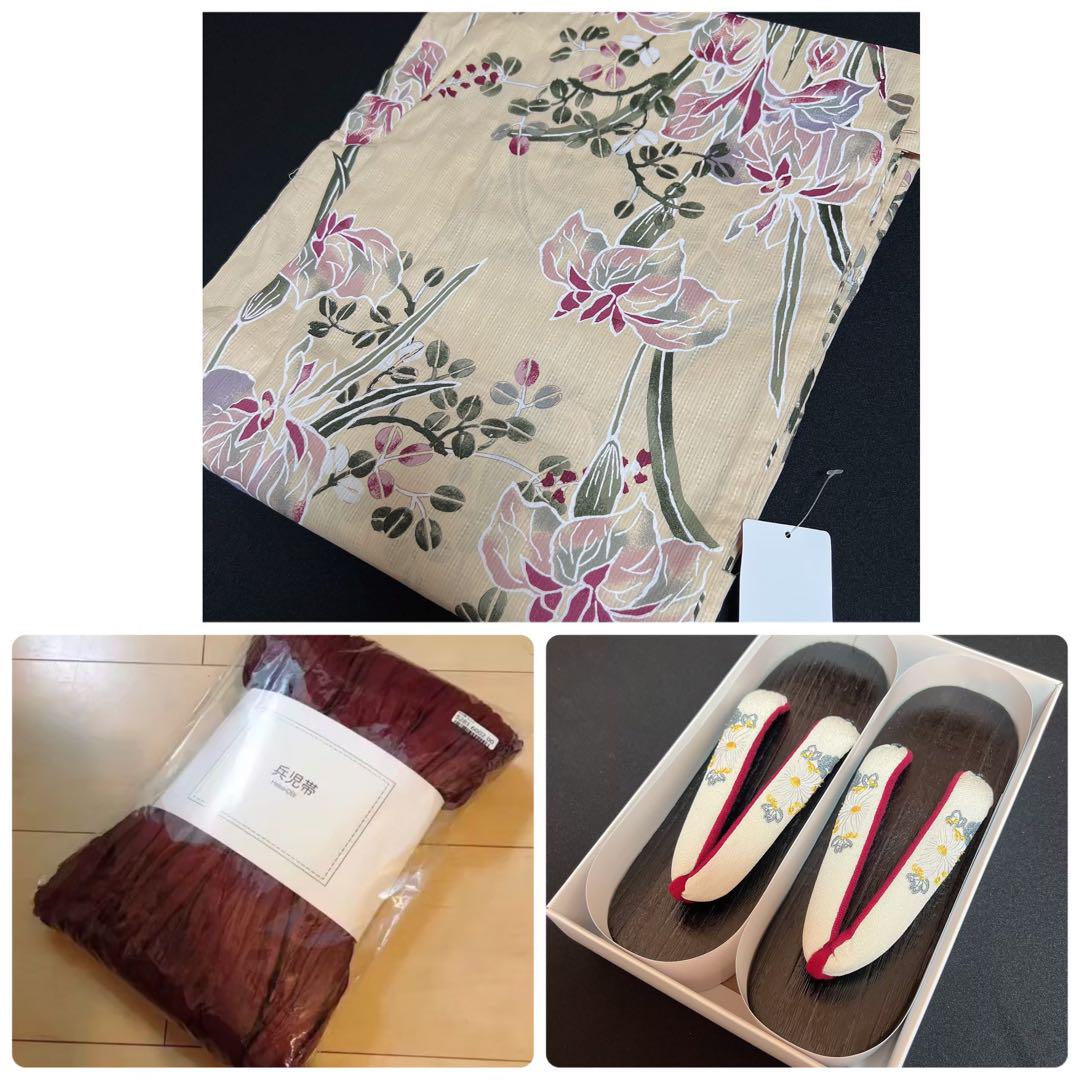 新品【浴衣/帯/下駄】utatane ウタタネ 浴衣 帯 下駄 3点セット