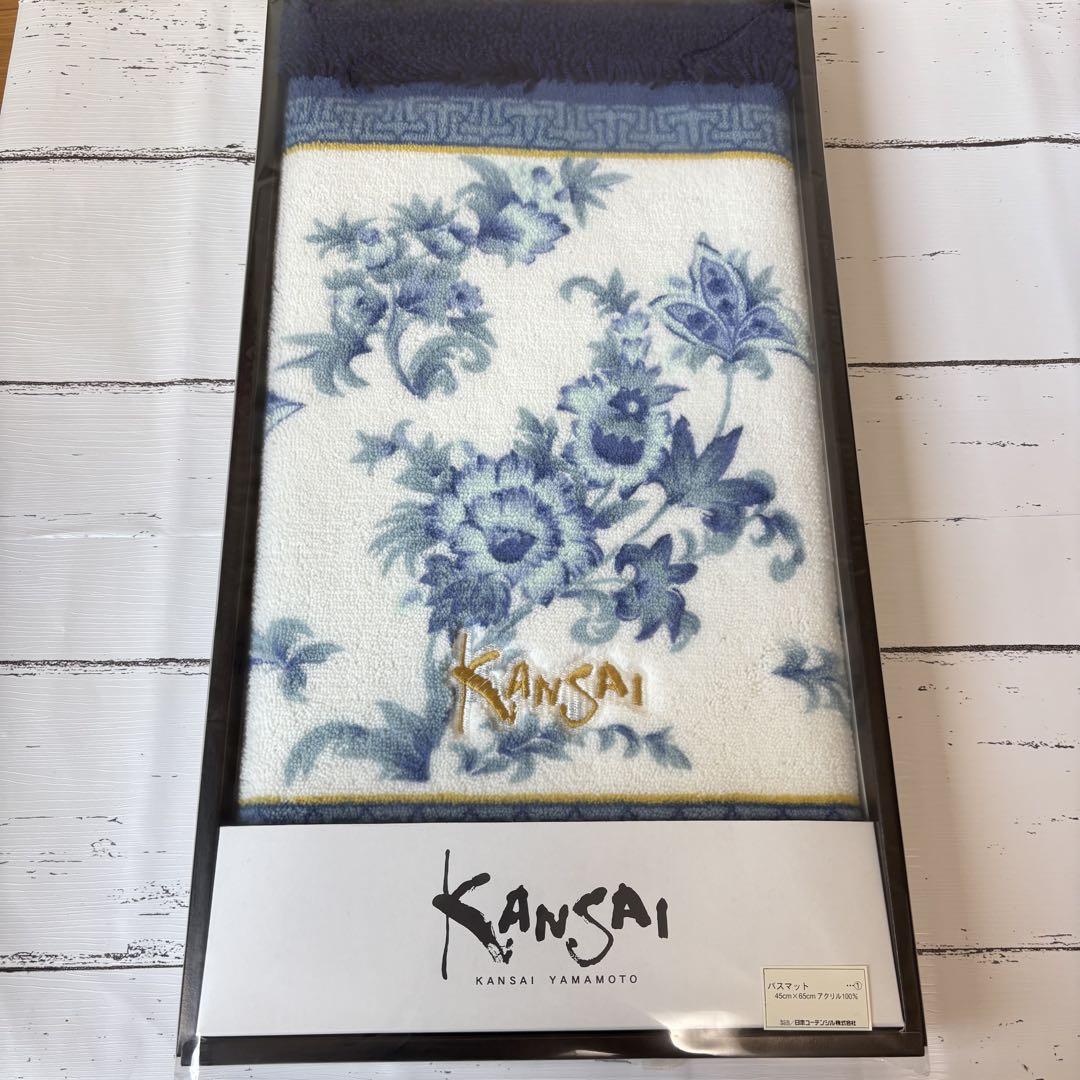 【未使用】KANSAI YAMAMOTO バスマットブルー花柄