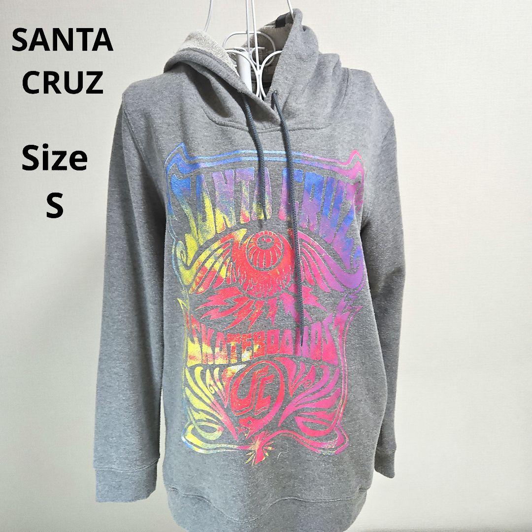【入手困難デザイン⭐SANTA CRUZ】グレー　ロゴ入り　パーカー　サイズS