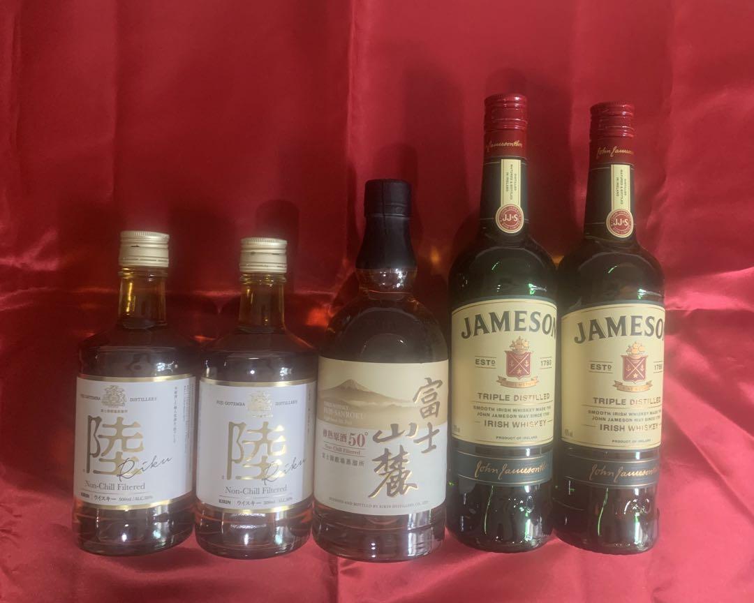 【お得】ウイスキー5本セット　<終売>富士山麓×1＋陸×2＋ジェイムソン×2