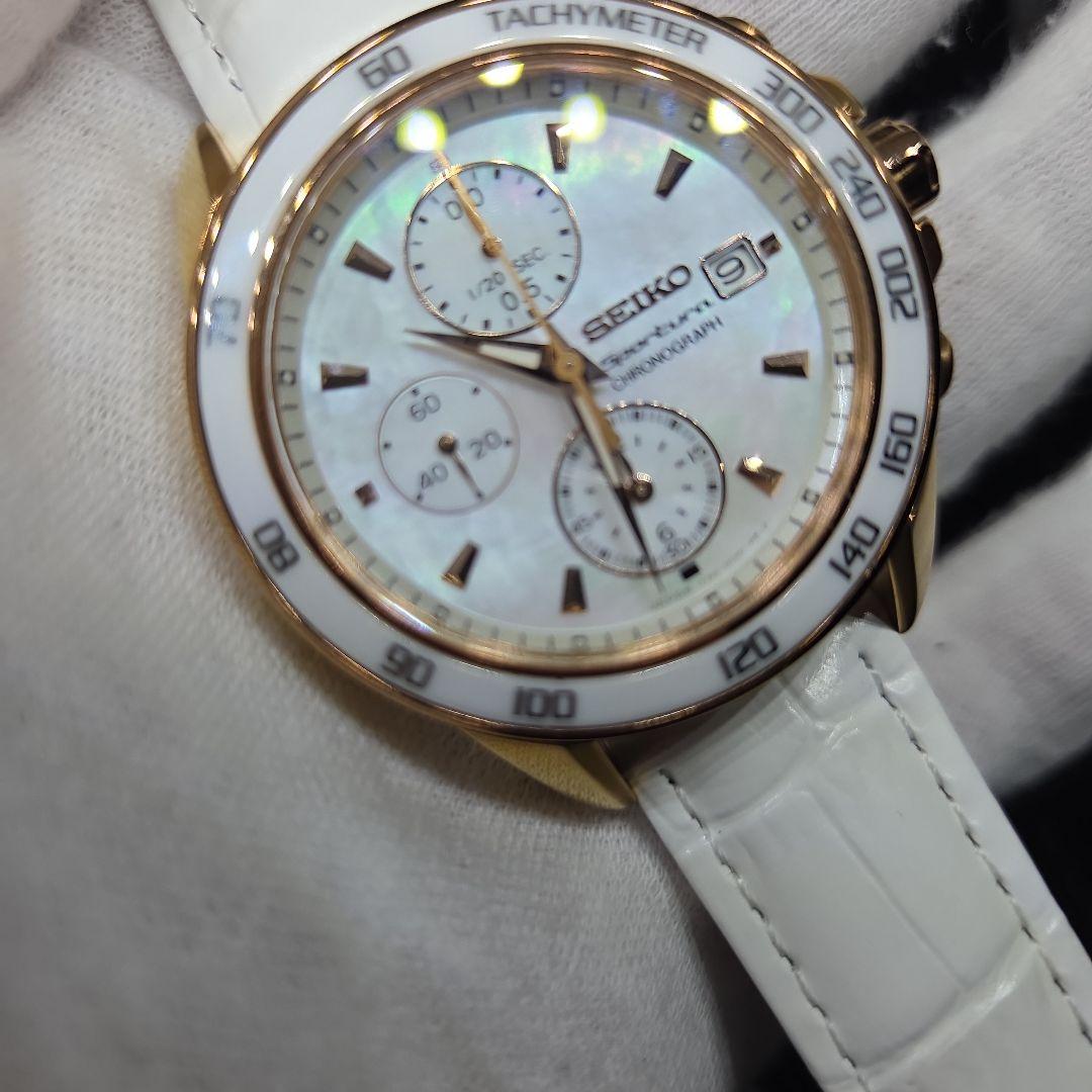SEIKO セラミック シェル 稼働品 Spotura クロノグラフ ベルト付き SEIKO セラミック シェル 稼働品 Spotura クロノグラフ ベルト付き