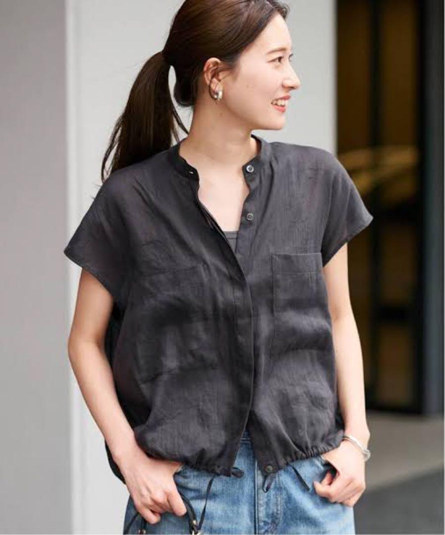 FRAMeWORK キャップスリーブドロストシャツ黒
