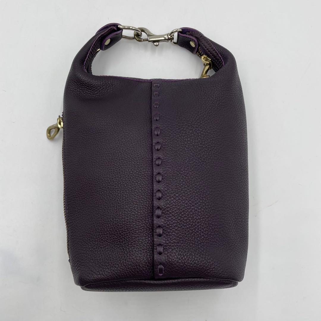 極美品✨マヌー　ハンドバッグ　ケッグポーチ　クラス ゴールド金具　レザー　紫