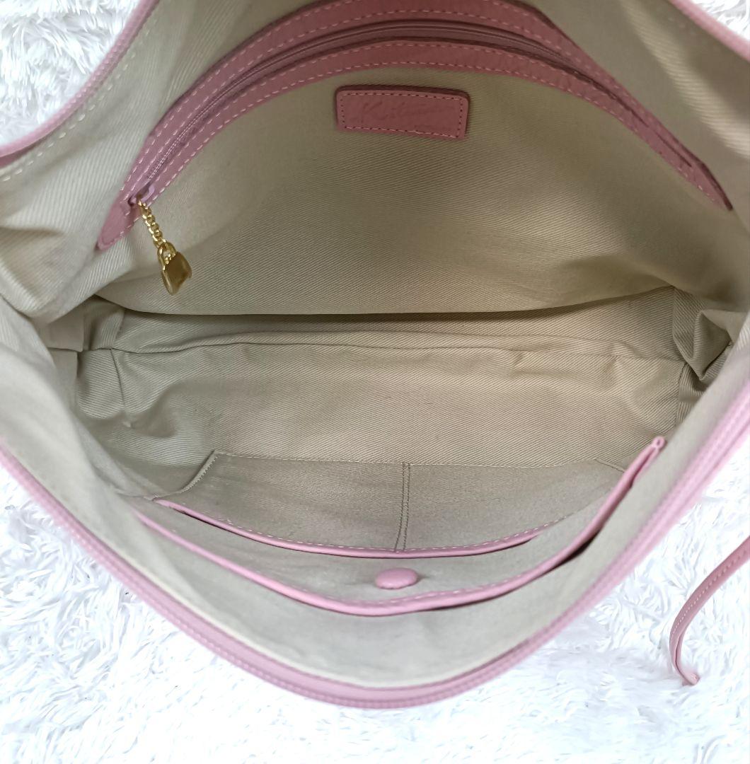 現行 美品 キタムラ 2way ショルダーバッグ レザー ピンク Kロゴ 肩掛け