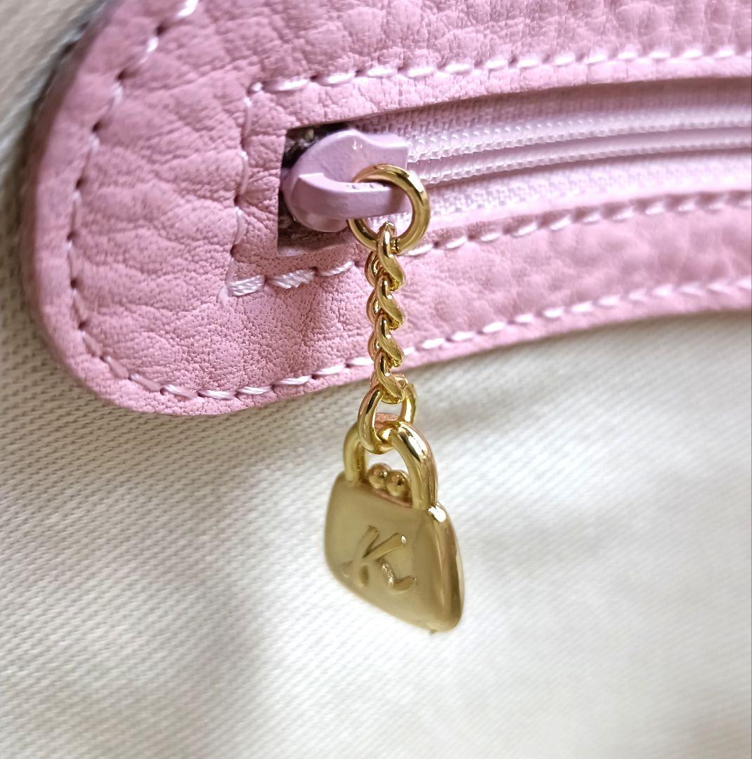 現行 美品 キタムラ 2way ショルダーバッグ レザー ピンク Kロゴ 肩掛け