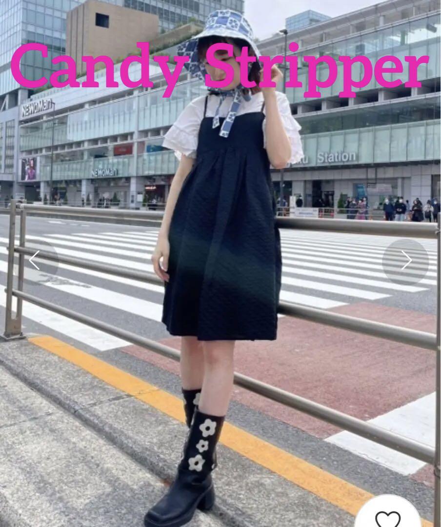 Candy Stripper ジャガードキャミワンピース　ボリュームスカート　黒