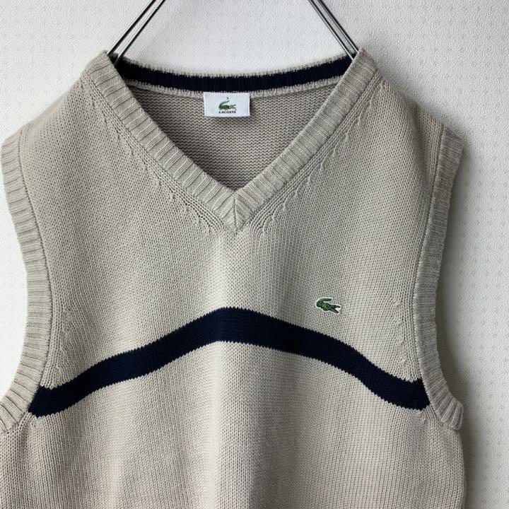通販 ラコステ ニットベスト 3 Vネック 刺繍ワンポイント ベージュ ライン 古着 - ベスト 通販 ラコステ ニットベスト 3 Vネック 刺繍ワンポイント ベージュ ライン 古着 - ベスト