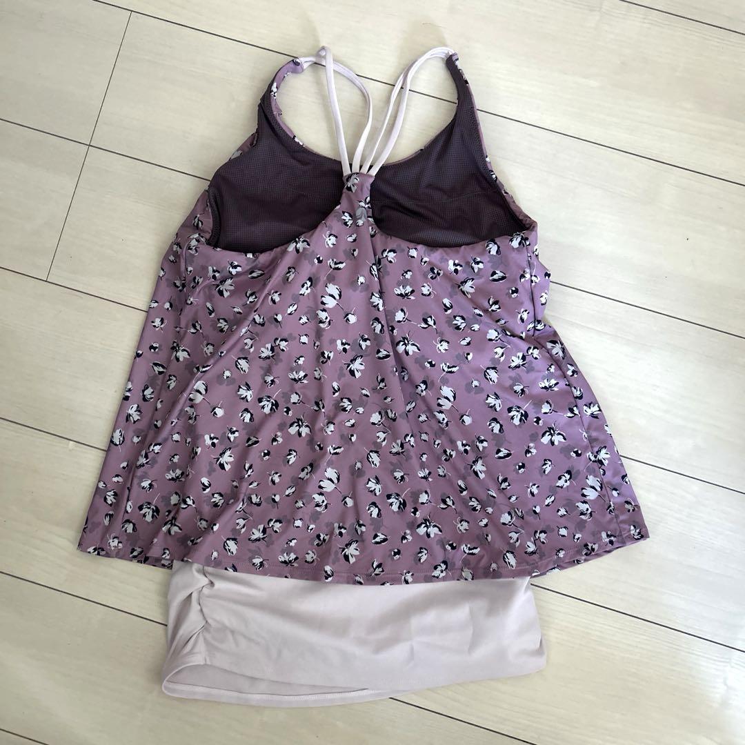 【SUKALA】美品☆ヨガウェア☆フラワー☆カバータンクトップ☆パープル☆L
